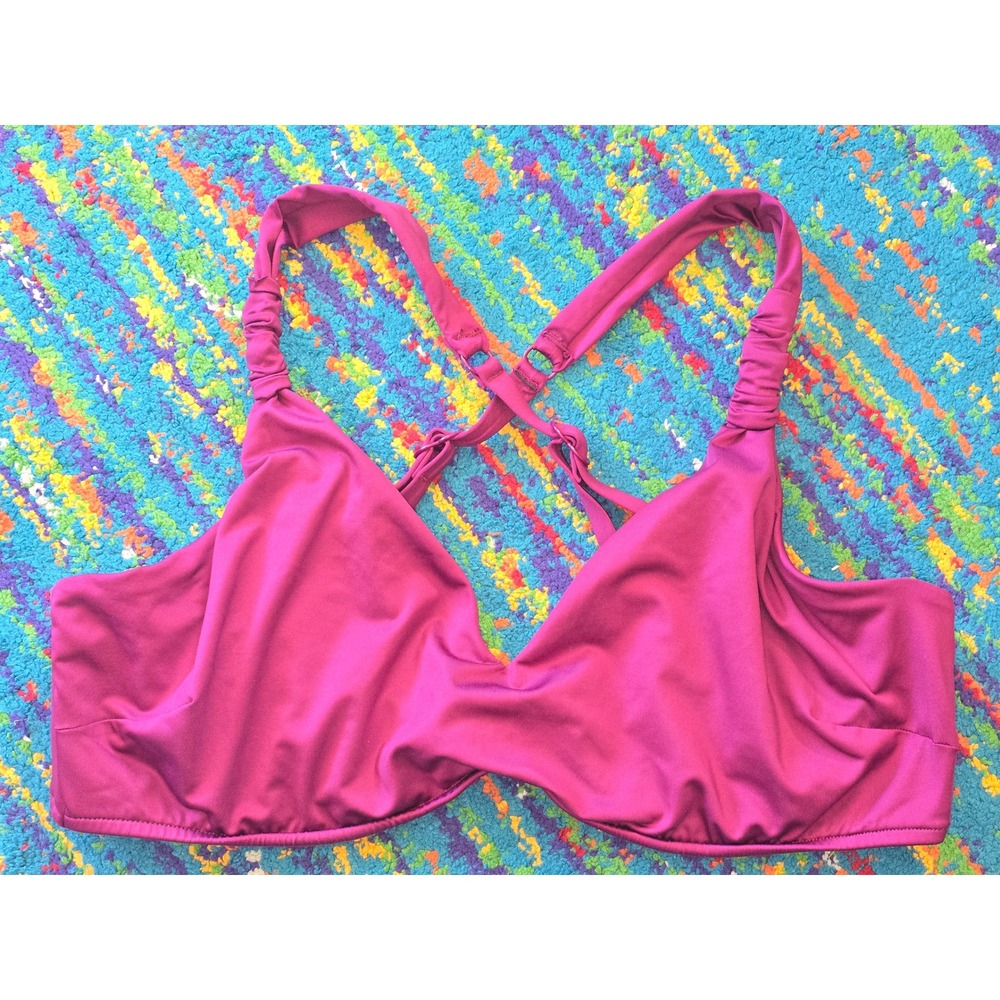 Seafolly Bikini Top Wine Underwire Cross Back Swimwear Women Size 14 DD